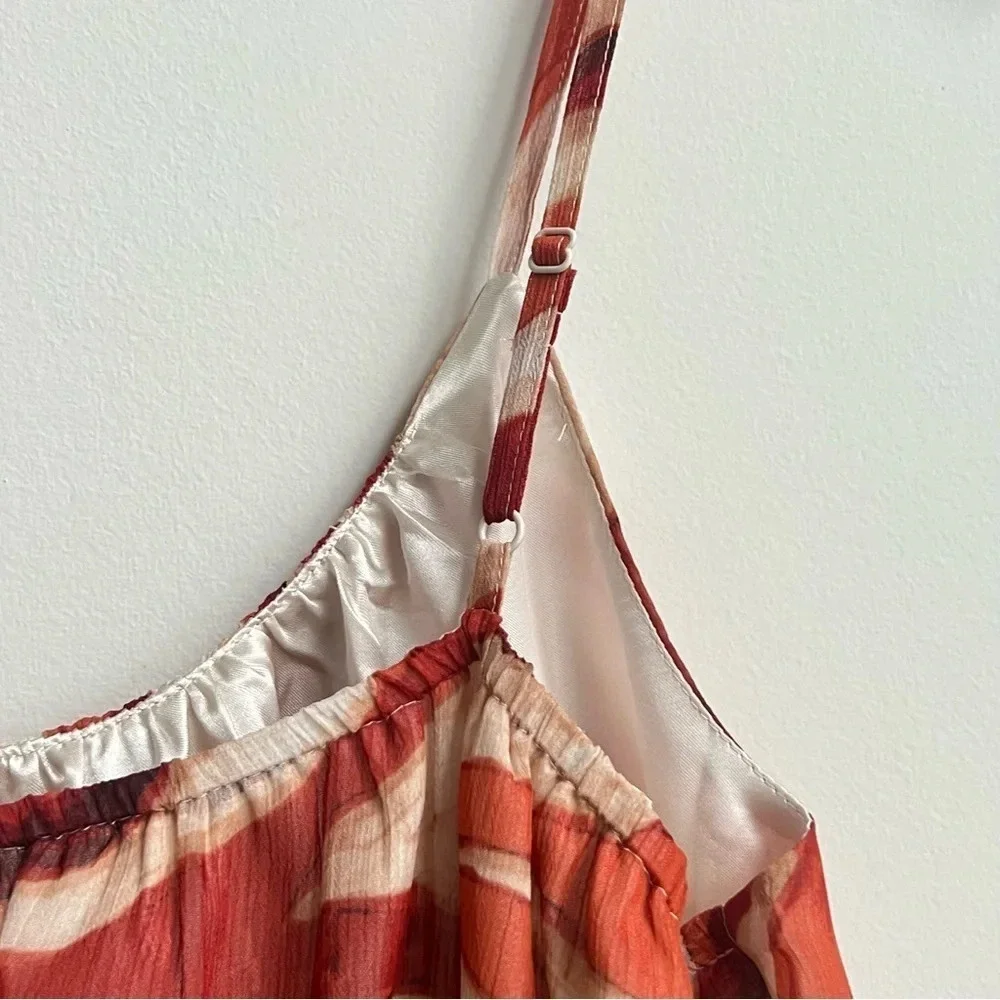 NWT Express  Scoop Neck Tie Waist Romper Small Abstract Art Animal Print Flowy